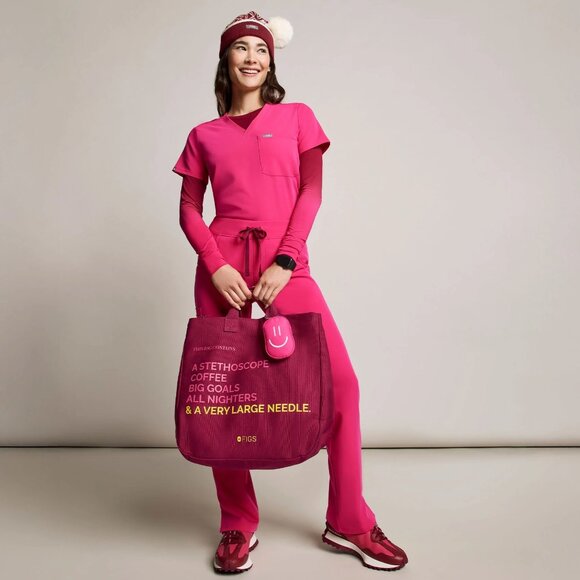 Figs Handbags - Figs A Very Large Needle Tote in Deep Cranberry